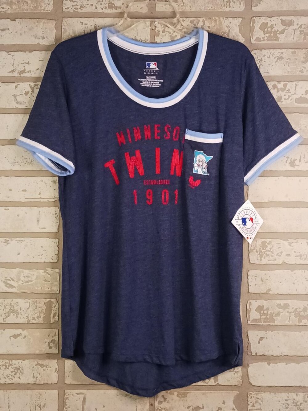 Minnesota Twins Womens T Shirt Size XL Gray Genuine MLB Merchandise Short Sleeve